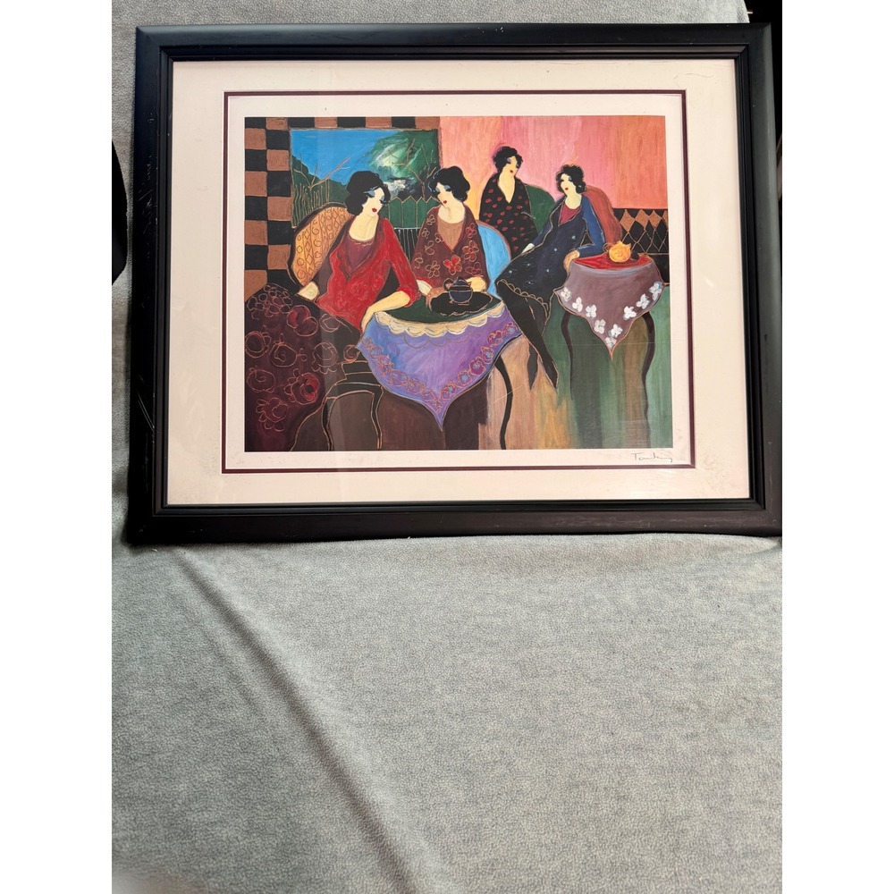 Itzchak Tarkay Framed Art Print Cafe Scene Women Social Vibrant Post-Impression